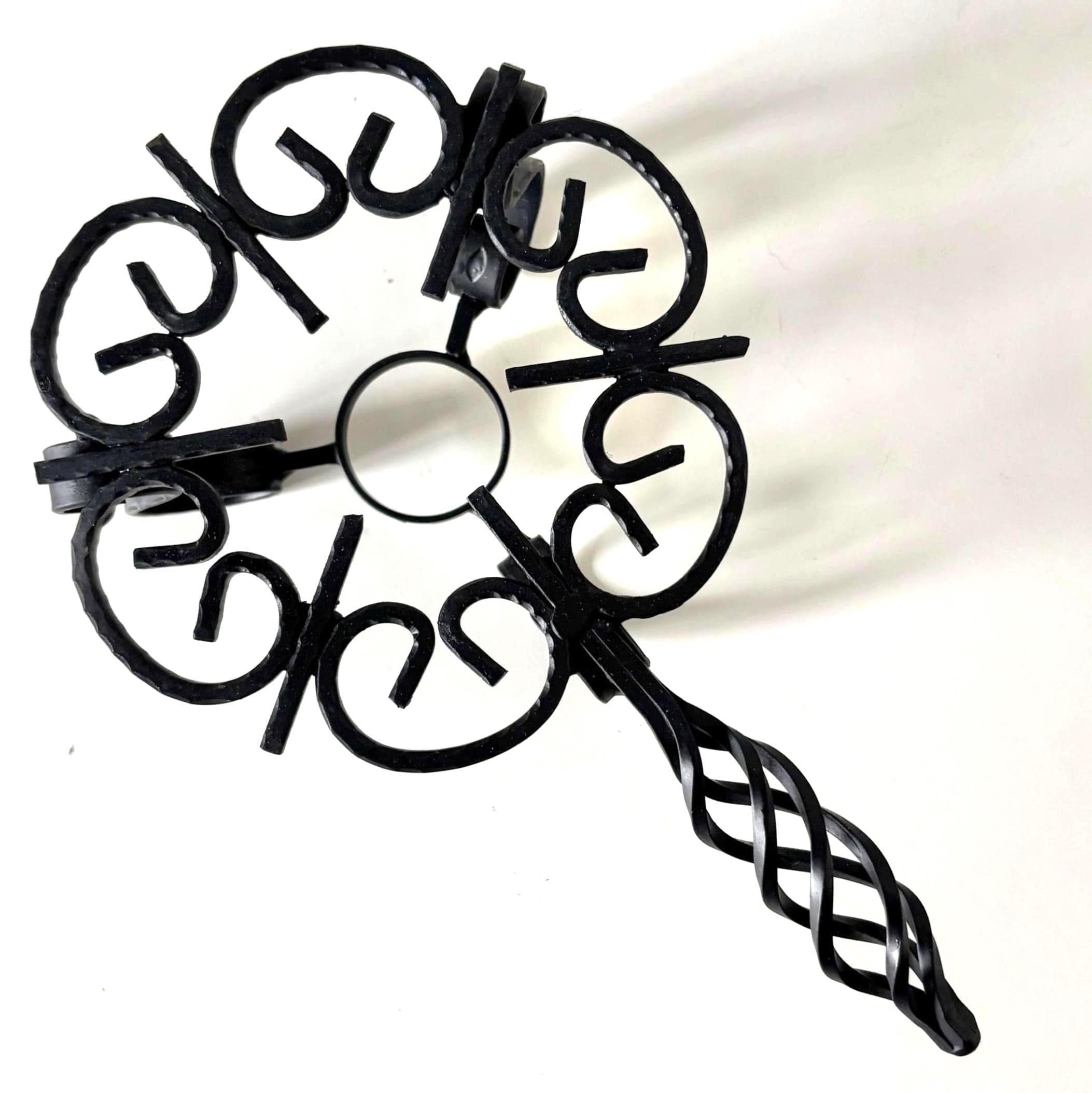 Vintage Wrought Iron Trivet Stand with Twisted Handle, Rustic Candle or Pot Holder
