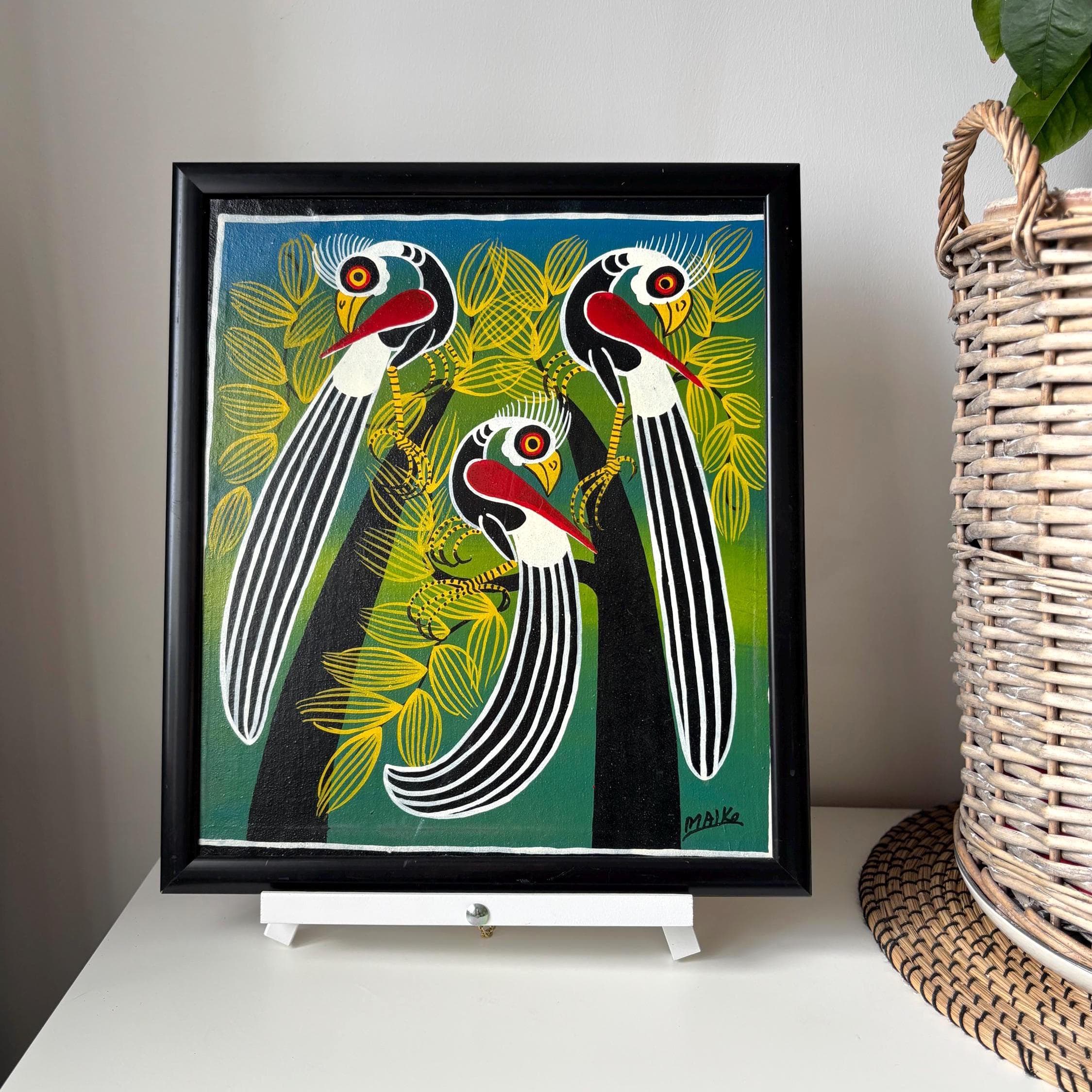 Tinga Tinga Painting African Wall Art Hand Painted Colourful Artwork Tanzania Style Decor